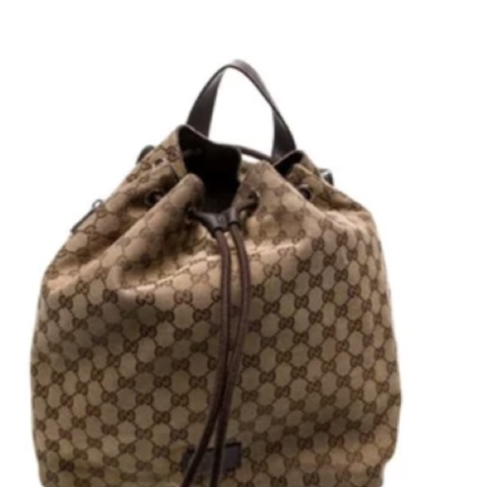 Gucci Brown Monogram Drawstring Bag - image 1